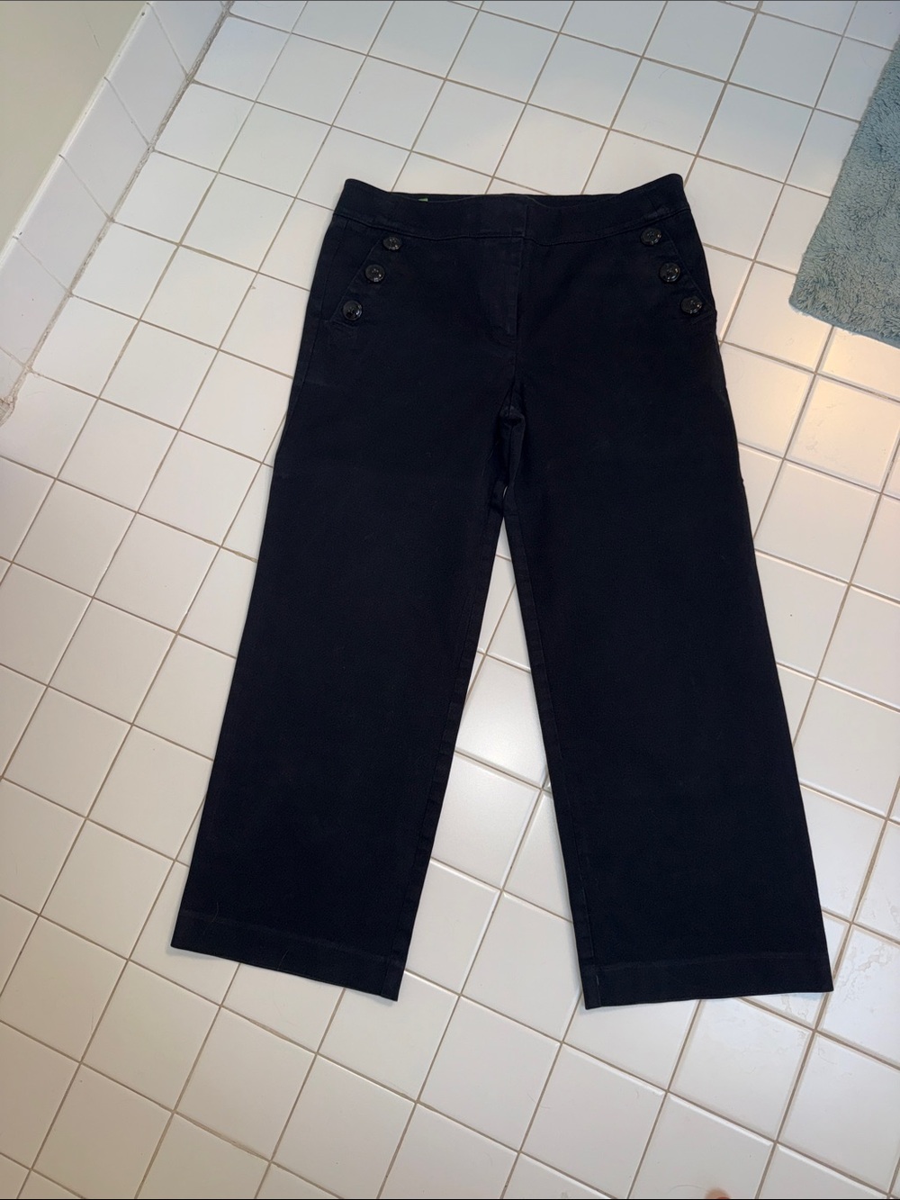 LOFT Black Boot-Cut Cropped Sailor Pants